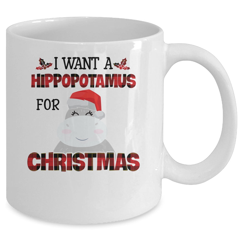 I Want A Hippopotamus For Christmas Hippo Buffalo Plaid Mug | siriusteestore