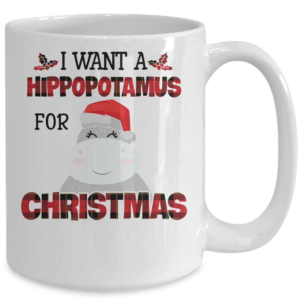 I Want A Hippopotamus For Christmas Hippo Buffalo Plaid Mug | siriusteestore