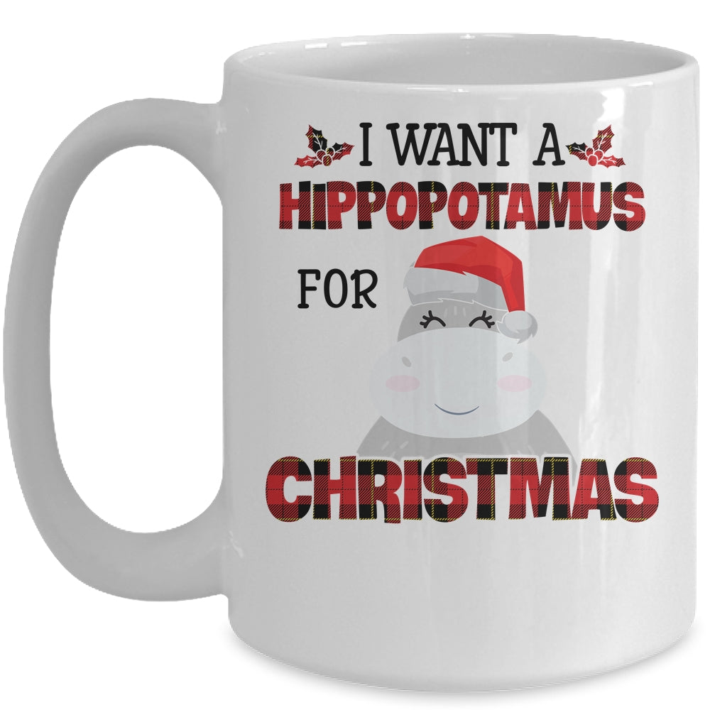 I Want A Hippopotamus For Christmas Hippo Buffalo Plaid Mug | siriusteestore
