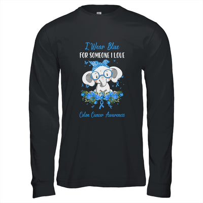 I Wear Blue For Colon Cancer Awareness Ribbon Elephant Shirt & Hoodie | siriusteestore