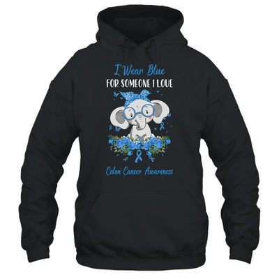 I Wear Blue For Colon Cancer Awareness Ribbon Elephant Shirt & Hoodie | siriusteestore