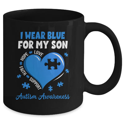 I Wear Blue For My Son Autism Awareness Mom Dad Mug | siriusteestore