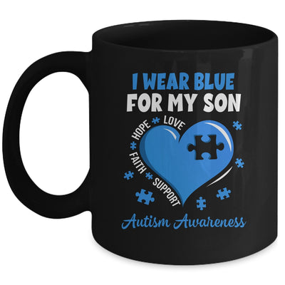 I Wear Blue For My Son Autism Awareness Mom Dad Mug | siriusteestore