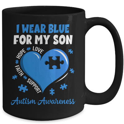 I Wear Blue For My Son Autism Awareness Mom Dad Mug | siriusteestore