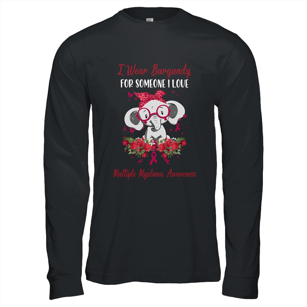 I Wear Burgundy For Multiple Myeloma Awareness Ribbon Elephant Shirt & Hoodie | siriusteestore