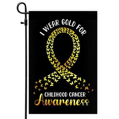 I Wear Gold For Childhood Cancer Awareness Flag Survivor Ribbon | siriusteestore