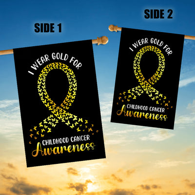 I Wear Gold For Childhood Cancer Awareness Flag Survivor Ribbon | siriusteestore