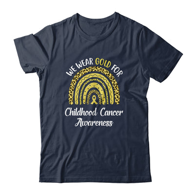 I Wear Gold For Childhood Cancer Awareness Rainbow Leopard Shirt & Hoodie | siriusteestore