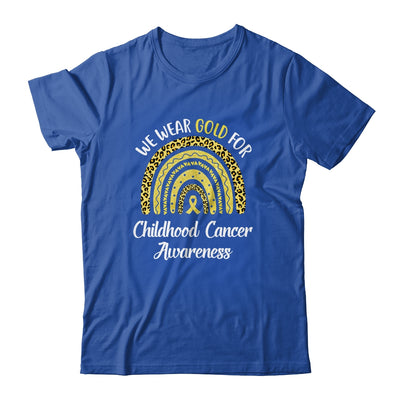 I Wear Gold For Childhood Cancer Awareness Rainbow Leopard Shirt & Hoodie | siriusteestore