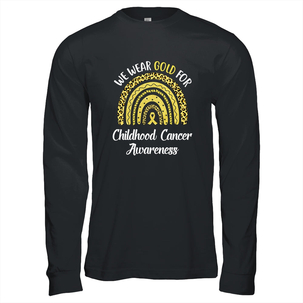 I Wear Gold For Childhood Cancer Awareness Rainbow Leopard Shirt & Hoodie | siriusteestore