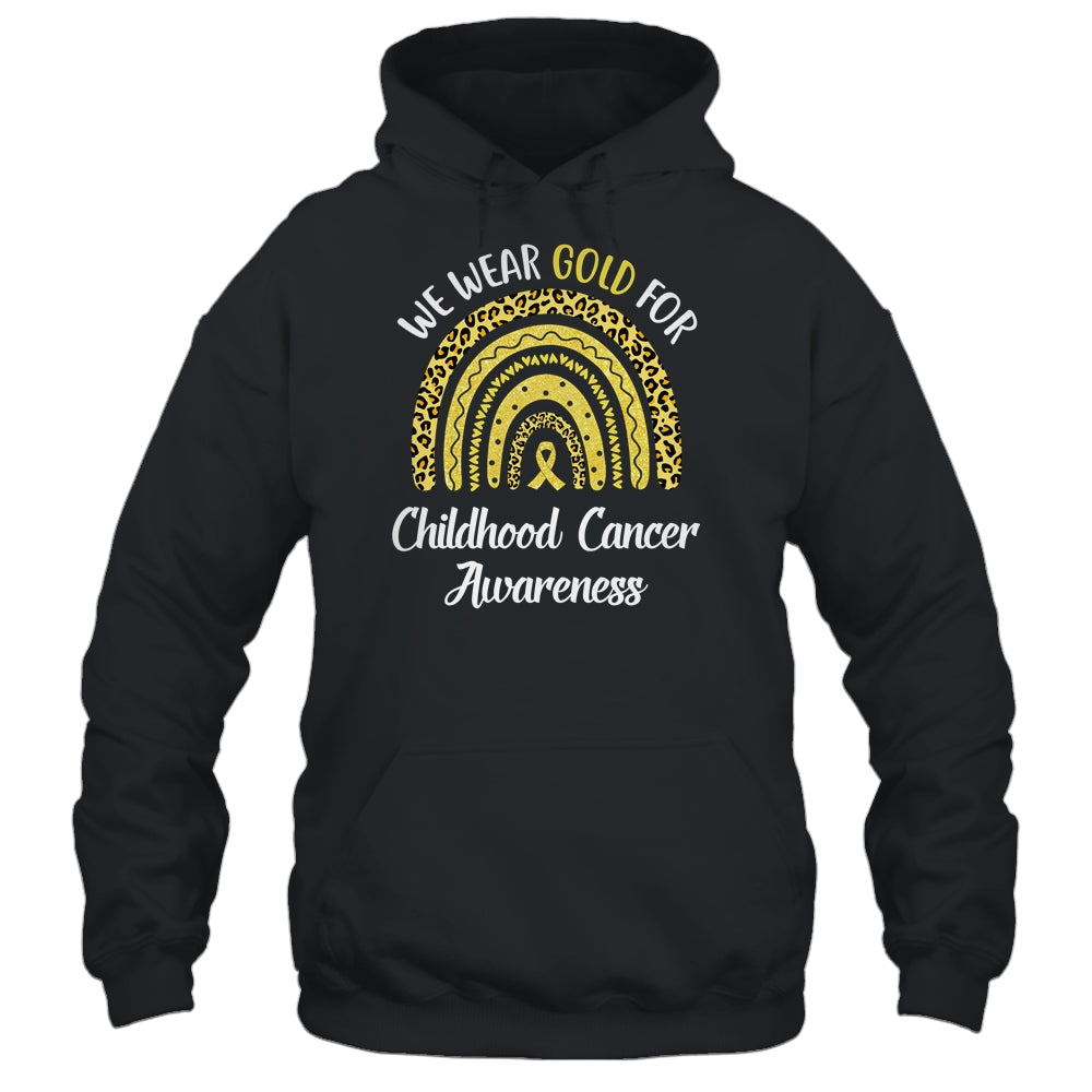I Wear Gold For Childhood Cancer Awareness Rainbow Leopard Shirt & Hoodie | siriusteestore