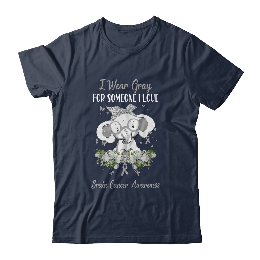 I Wear Gray For Brain Cancer Awareness Ribbon Elephant Shirt & Hoodie | siriusteestore