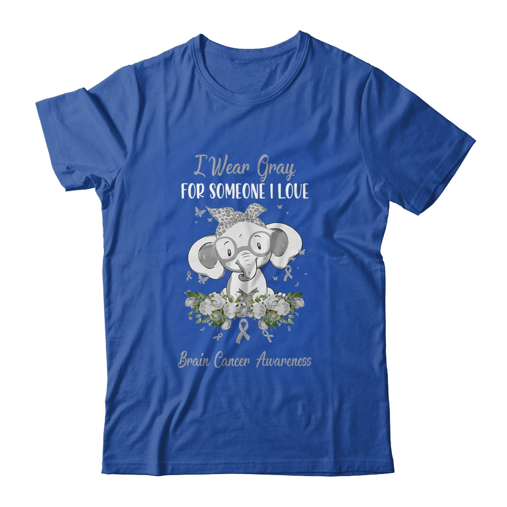 I Wear Gray For Brain Cancer Awareness Ribbon Elephant Shirt & Hoodie | siriusteestore