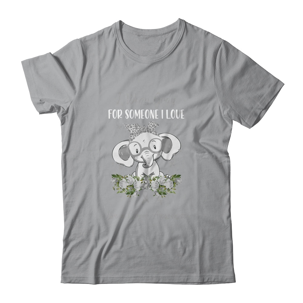 I Wear Gray For Brain Cancer Awareness Ribbon Elephant Shirt & Hoodie | siriusteestore