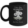I Wear Gray For Brain Cancer Awareness Ribbon Elephant Mug | siriusteestore