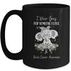 I Wear Gray For Brain Cancer Awareness Ribbon Elephant Mug | siriusteestore