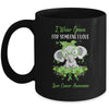 I Wear Green For Liver Cancer Awareness Ribbon Elephant Mug | siriusteestore