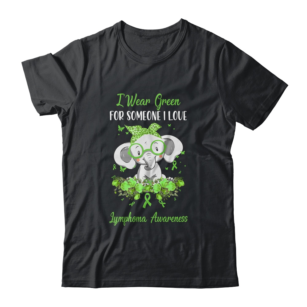 I Wear Green For Lymphoma Awareness Ribbon Elephant Shirt & Hoodie | siriusteestore