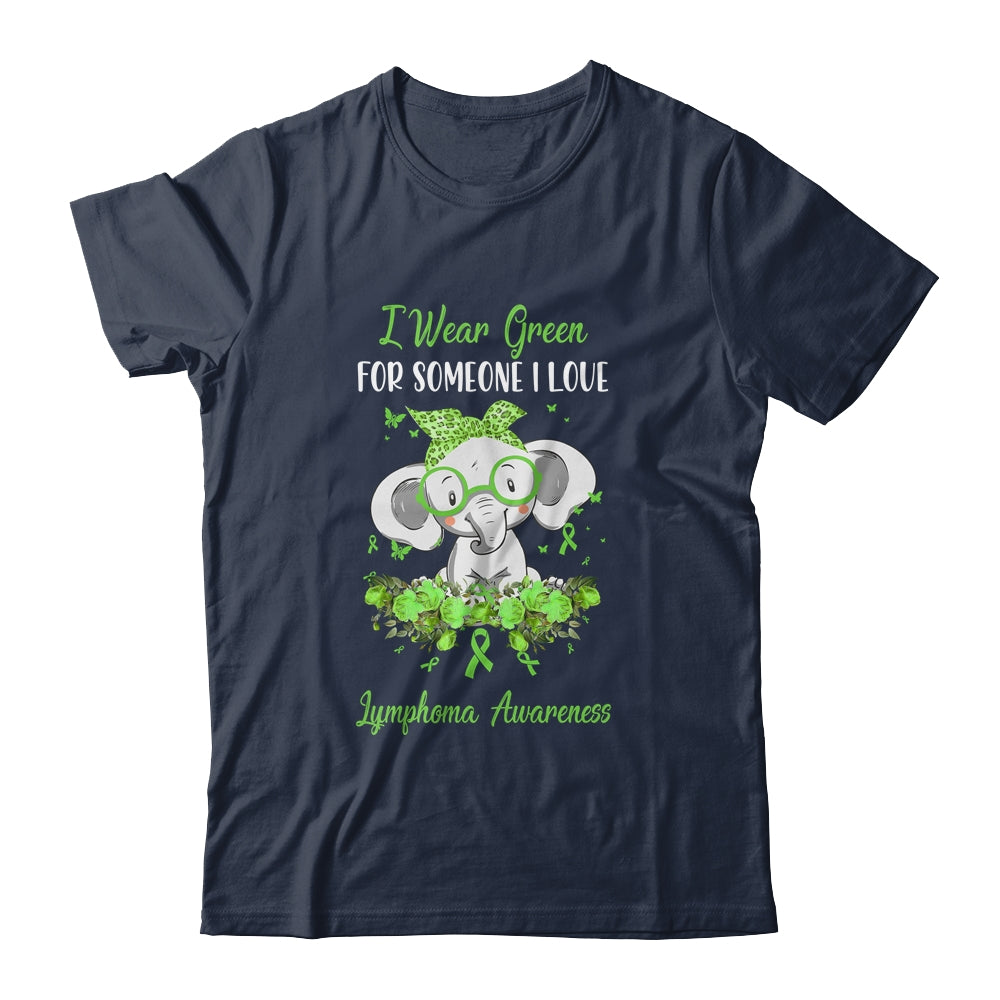 I Wear Green For Lymphoma Awareness Ribbon Elephant Shirt & Hoodie | siriusteestore