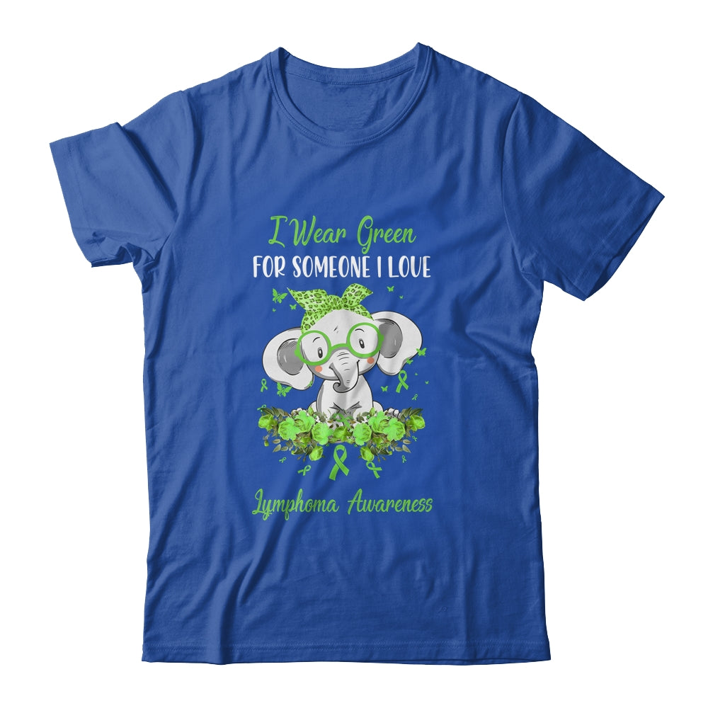 I Wear Green For Lymphoma Awareness Ribbon Elephant Shirt & Hoodie | siriusteestore