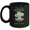 I Wear Green For Lymphoma Awareness Ribbon Elephant Mug | siriusteestore