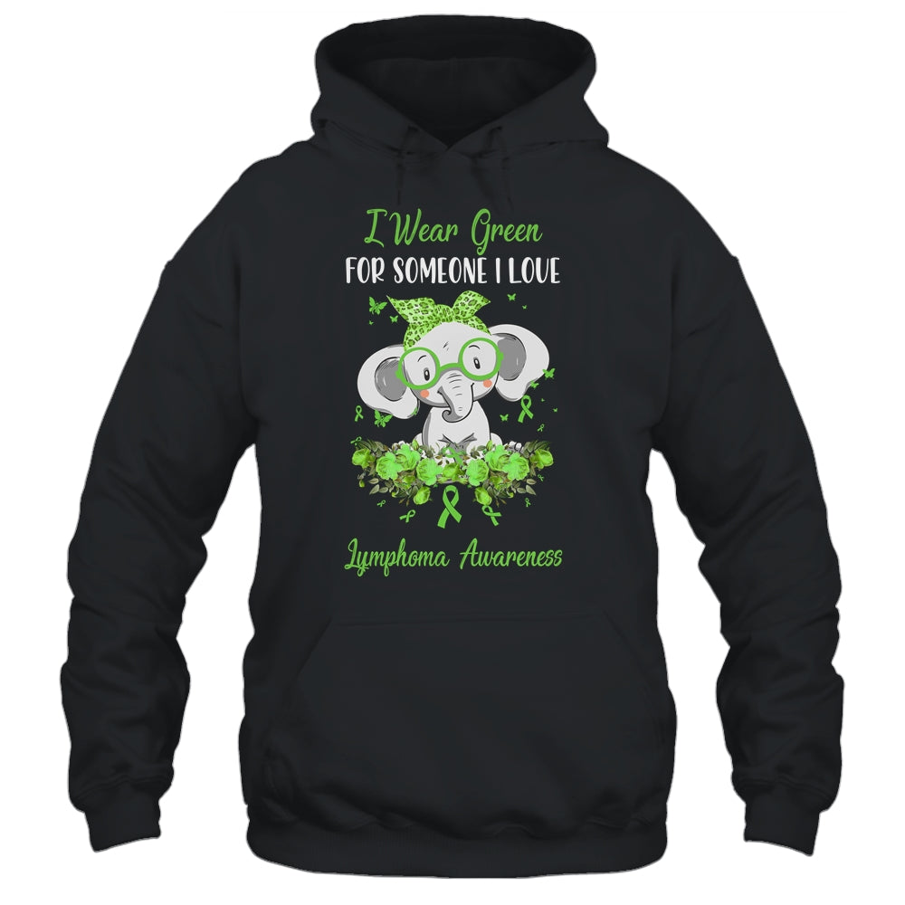 I Wear Green For Lymphoma Awareness Ribbon Elephant Shirt & Hoodie | siriusteestore