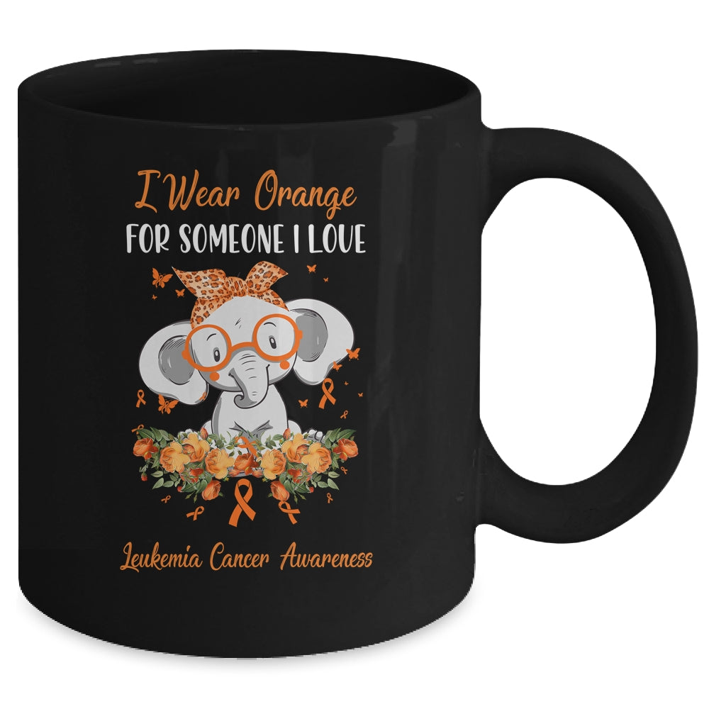 I Wear Orange For Leukemia Cancer Awareness Ribbon Elephant Mug | siriusteestore