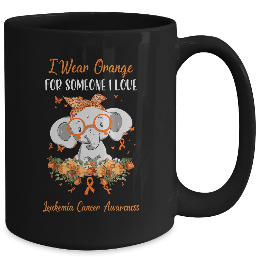 I Wear Orange For Leukemia Cancer Awareness Ribbon Elephant Mug | siriusteestore