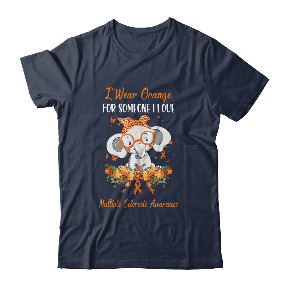I Wear Orange For Multiple Sclerosis Awareness Ribbon Elephant Shirt & Hoodie | siriusteestore
