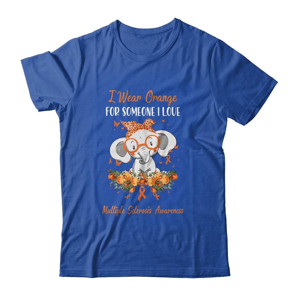 I Wear Orange For Multiple Sclerosis Awareness Ribbon Elephant Shirt & Hoodie | siriusteestore