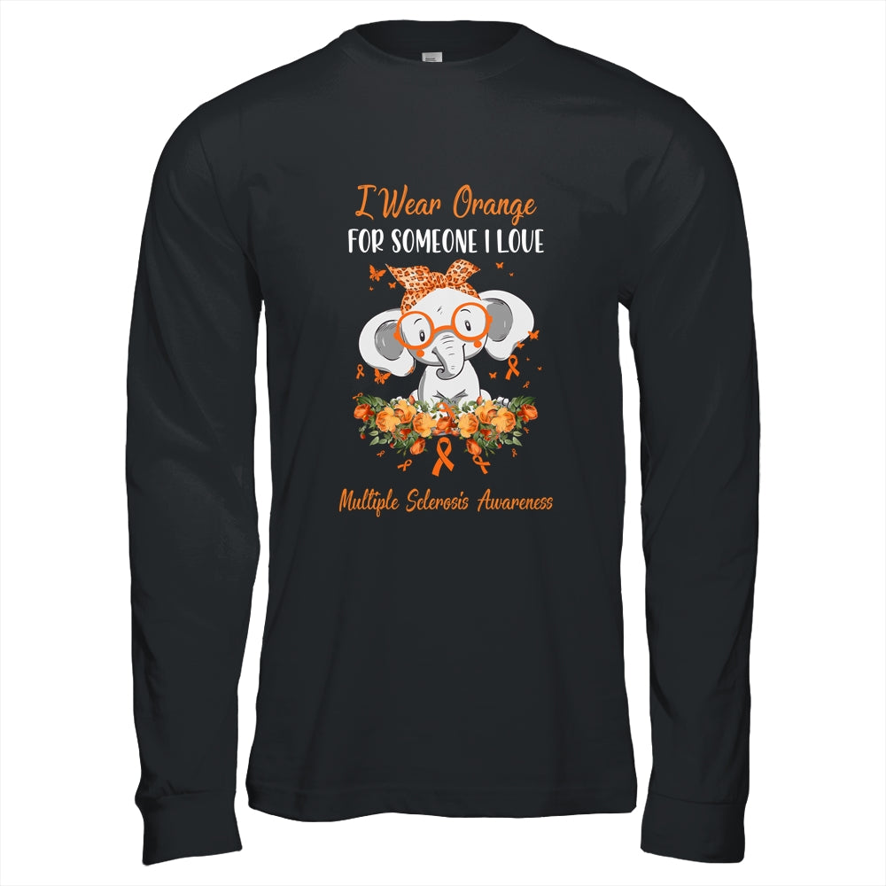 I Wear Orange For Multiple Sclerosis Awareness Ribbon Elephant Shirt & Hoodie | siriusteestore