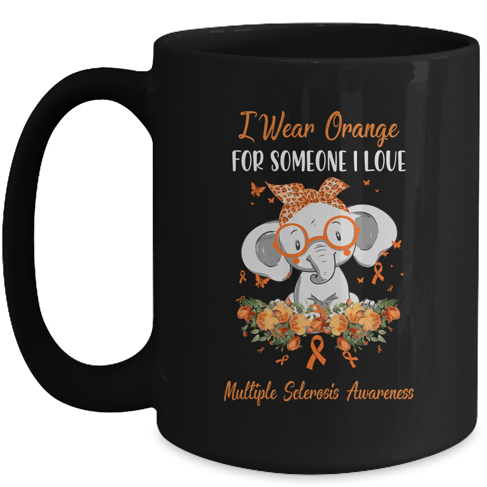 I Wear Orange For Multiple Sclerosis Awareness Ribbon Elephant Mug | siriusteestore