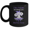 I Wear Periwinkle For Stomach Cancer Awareness Ribbon Elephant Mug | siriusteestore
