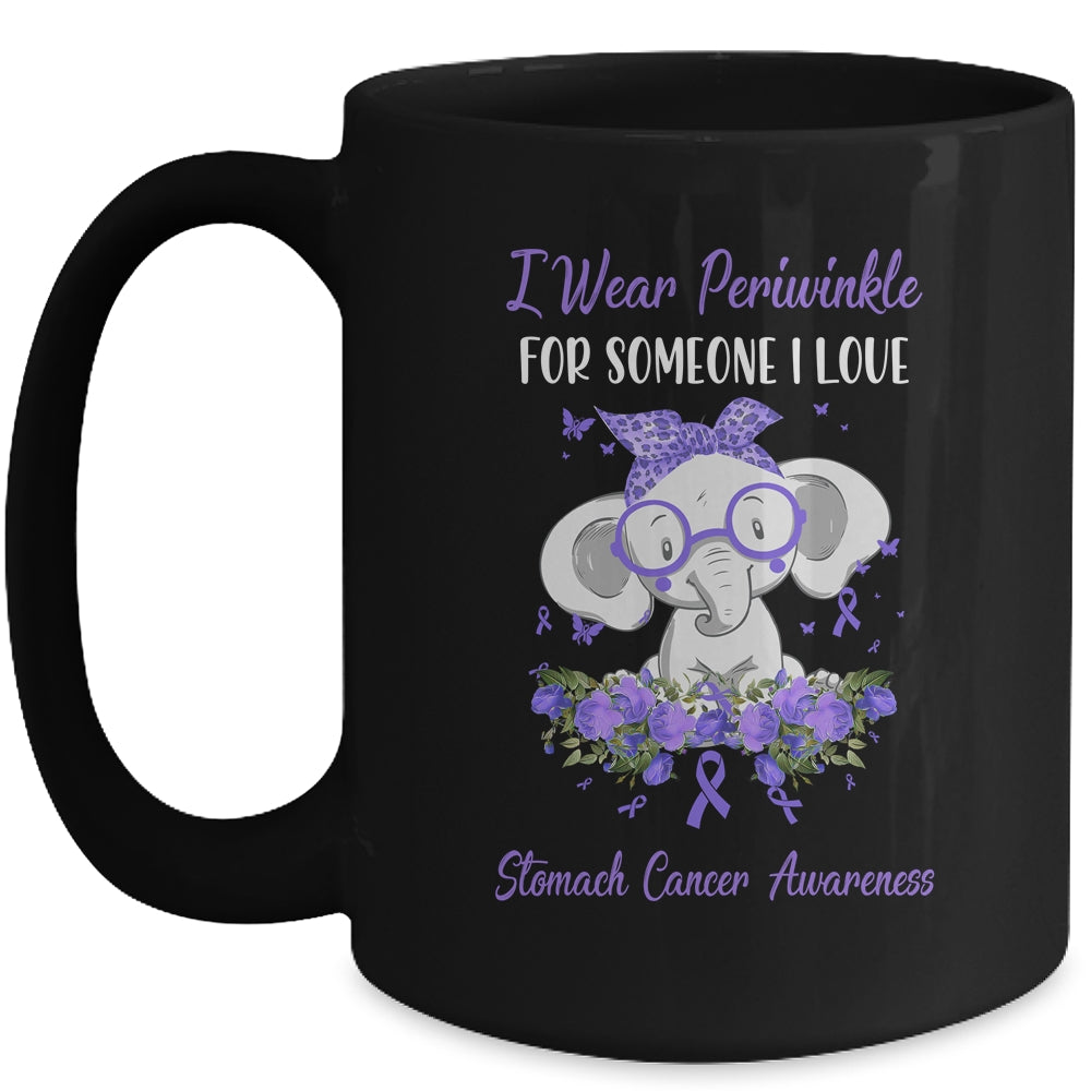 I Wear Periwinkle For Stomach Cancer Awareness Ribbon Elephant Mug | siriusteestore