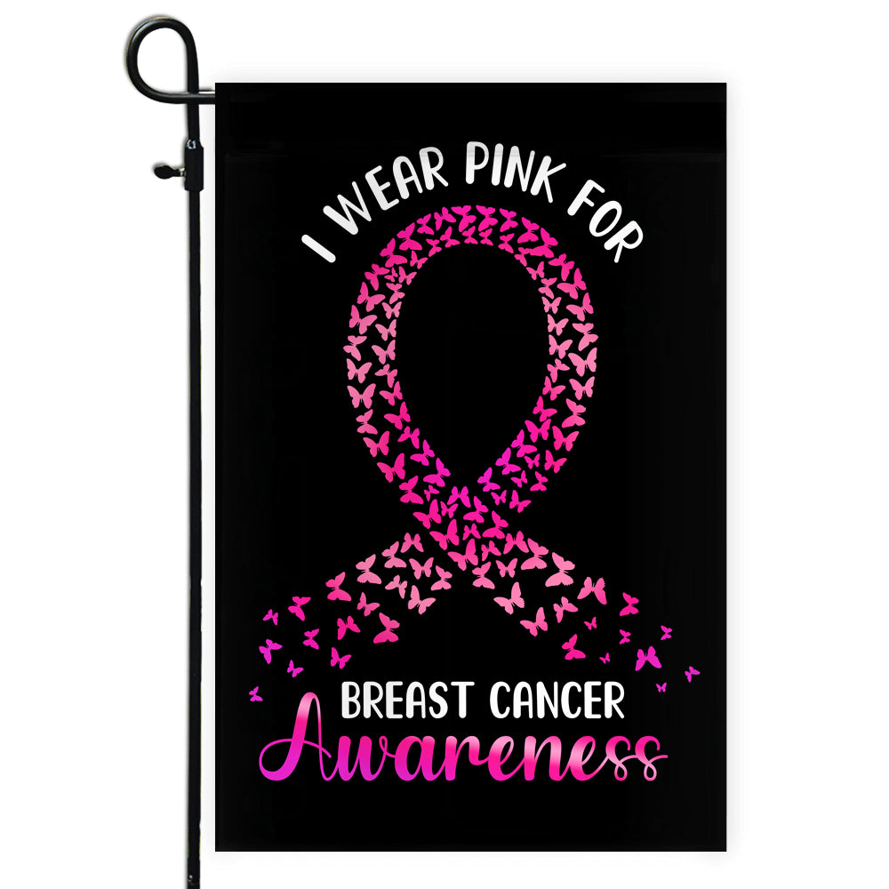 I Wear Pink For Breast Cancer Awareness Flag Survivor Ribbon | siriusteestore