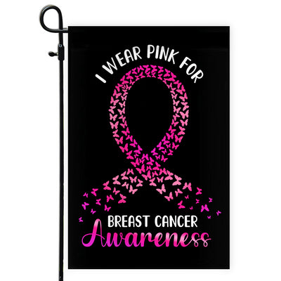 I Wear Pink For Breast Cancer Awareness Flag Survivor Ribbon | siriusteestore