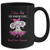 I Wear Pink For Breast Cancer Awareness Ribbon Elephant Mug | siriusteestore
