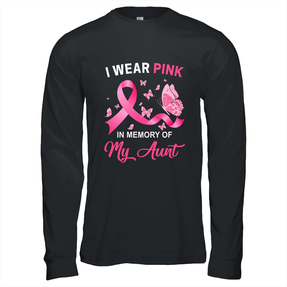 I Wear Pink In Memory Of My Aunt Breast Cancer Awareness Butterflies Shirt & Hoodie | siriusteestore
