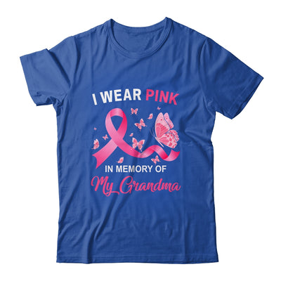 I Wear Pink In Memory Of My Grandma Breast Cancer Awareness Butterflies Shirt & Hoodie | siriusteestore