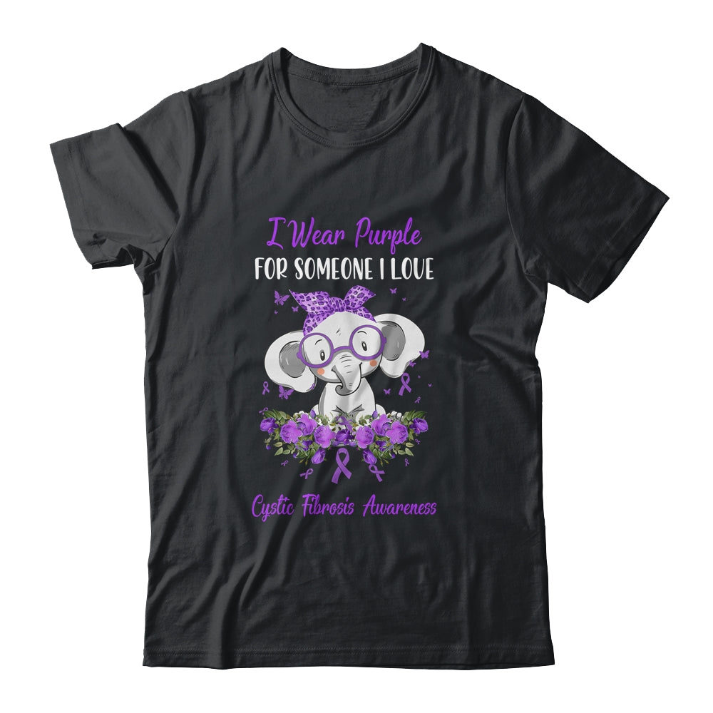 I Wear Purple For Cystic Fibrosis Awareness Ribbon Elephant Shirt & Hoodie | siriusteestore