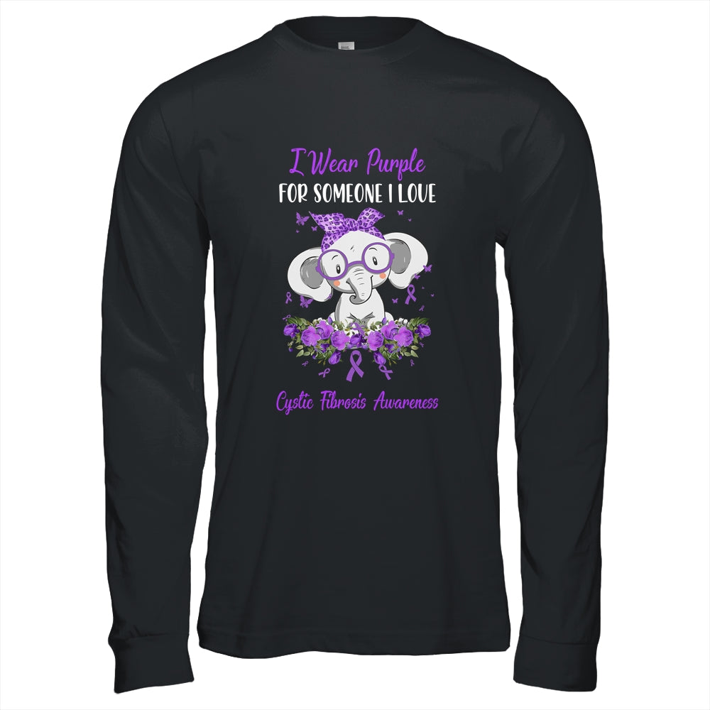 I Wear Purple For Cystic Fibrosis Awareness Ribbon Elephant Shirt & Hoodie | siriusteestore