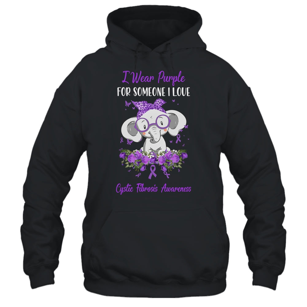 I Wear Purple For Cystic Fibrosis Awareness Ribbon Elephant Shirt & Hoodie | siriusteestore