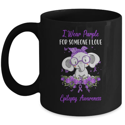 I Wear Purple For Epilepsy Awareness Ribbon Elephant Mug | siriusteestore