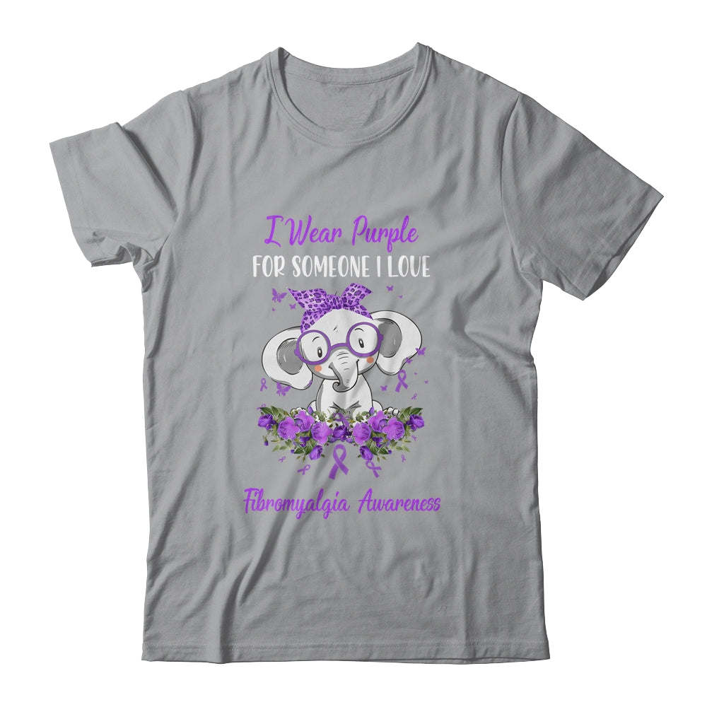 I Wear Purple For Fibromyalgia Awareness Ribbon Elephant Shirt & Hoodie | siriusteestore