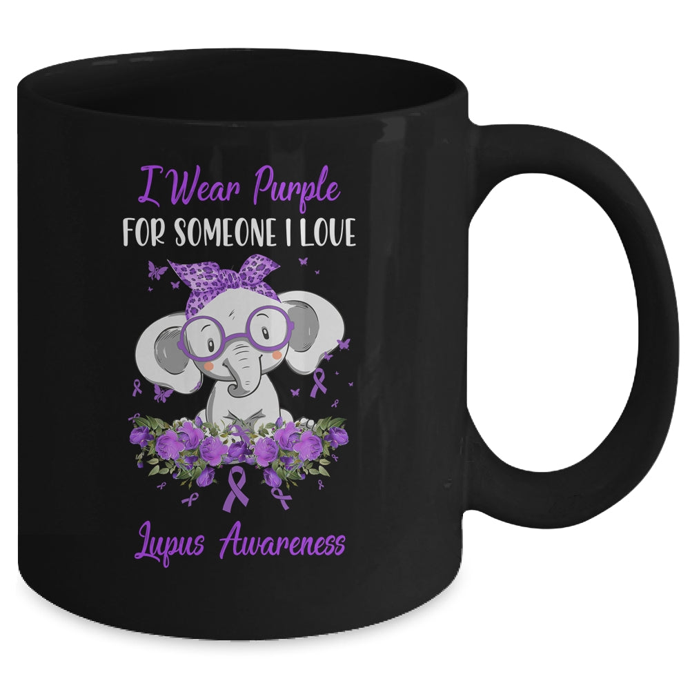I Wear Purple For Lupus Awareness Ribbon Elephant Mug | siriusteestore
