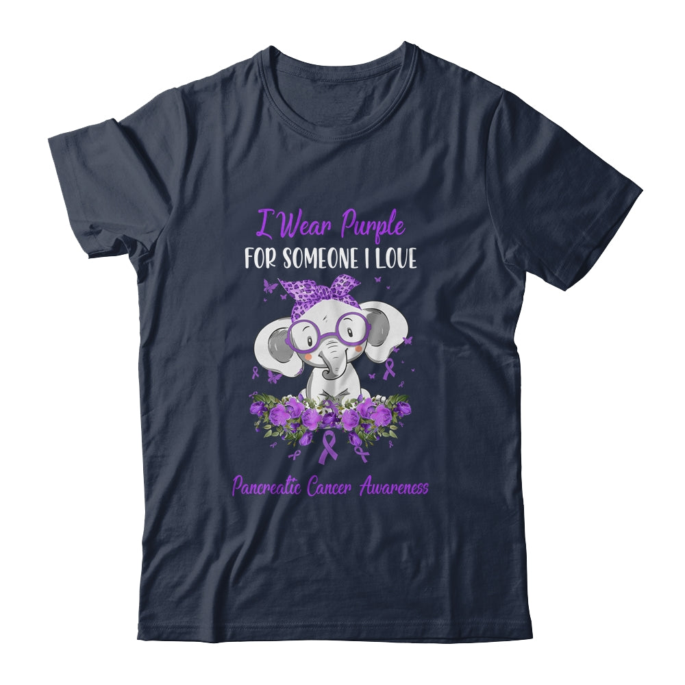 I Wear Purple For Pancreatic Cancer Awareness Ribbon Elephant Shirt & Hoodie | siriusteestore