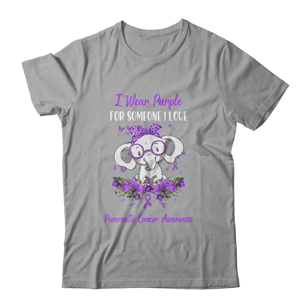 I Wear Purple For Pancreatic Cancer Awareness Ribbon Elephant Shirt & Hoodie | siriusteestore