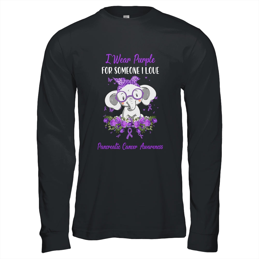I Wear Purple For Pancreatic Cancer Awareness Ribbon Elephant Shirt & Hoodie | siriusteestore