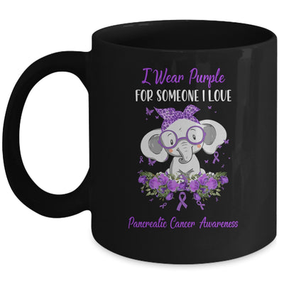 I Wear Purple For Pancreatic Cancer Awareness Ribbon Elephant Mug | siriusteestore