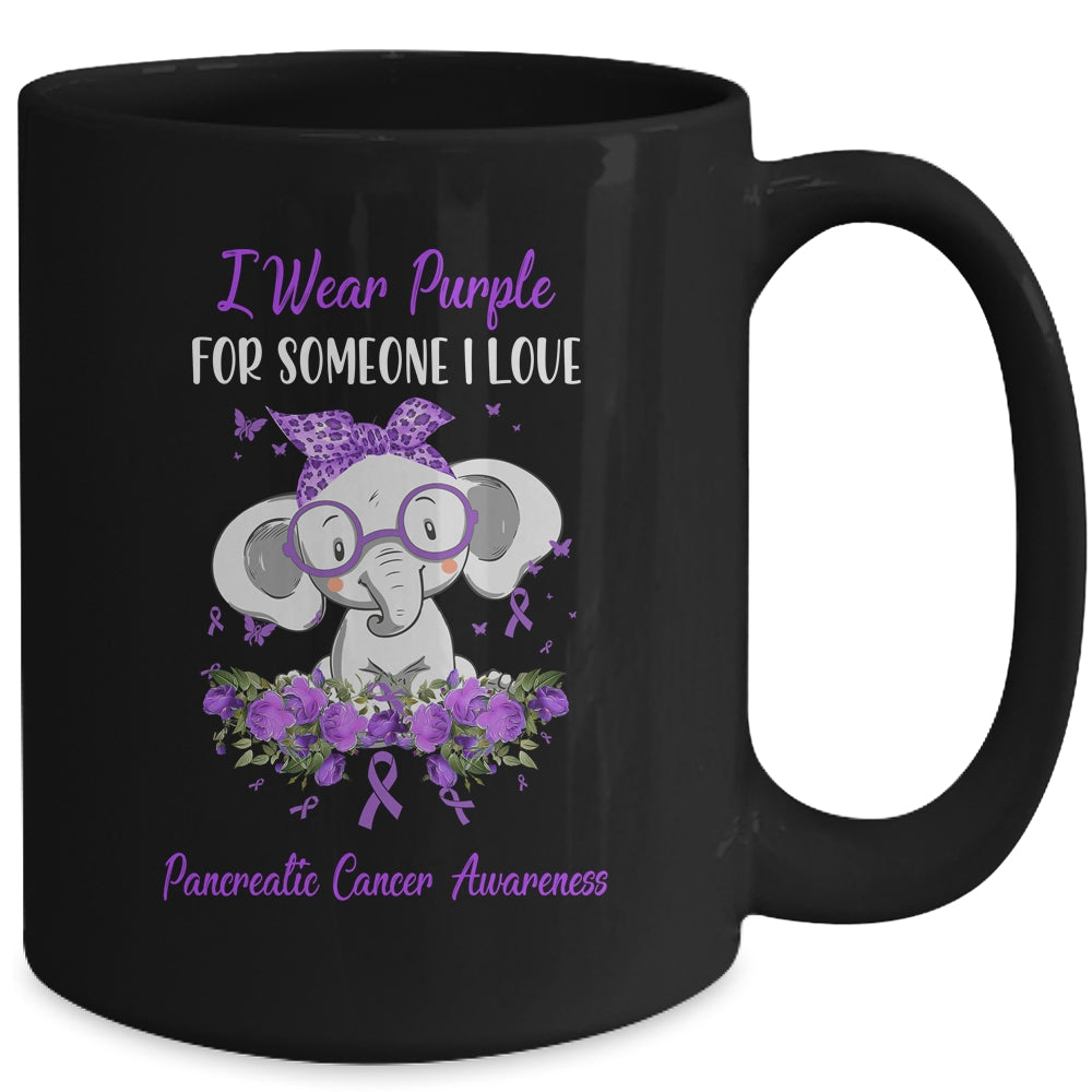 I Wear Purple For Pancreatic Cancer Awareness Ribbon Elephant Mug | siriusteestore